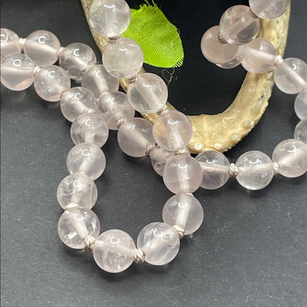 Rose Quartz beaded necklace vintage B28🔥 - Picture 3 of 6